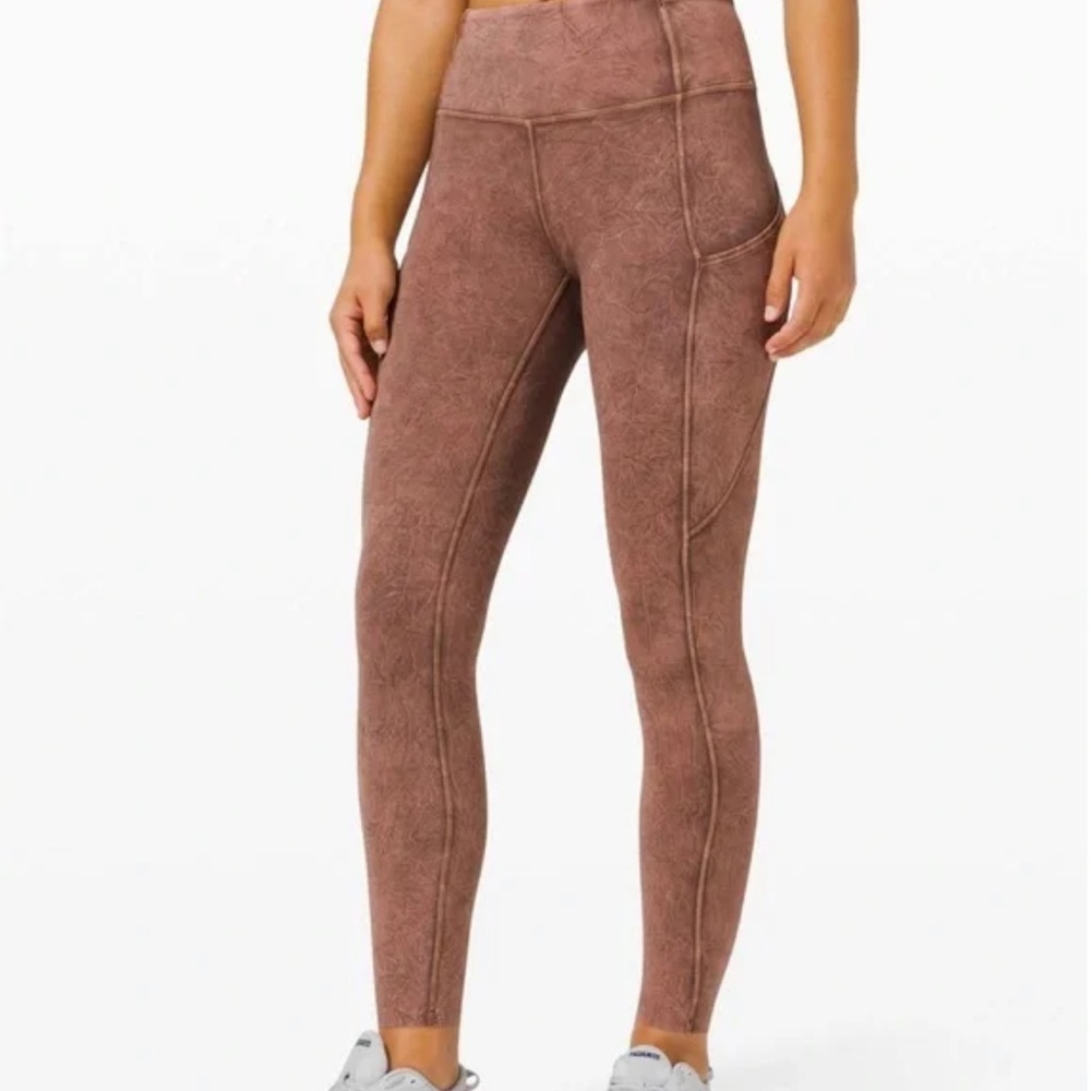Lululemon Fast and Free Tight II 25" Ice Wash Brown Earth Size 4